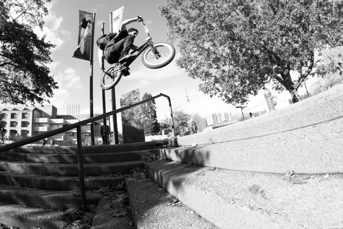 Nick Lindstrom rail hop by Zach Rampen